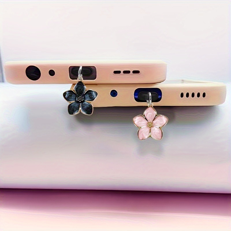 Mobile Tech Accessories - Dekorasi Aksesori Sumbat Debu Bunga Hitam